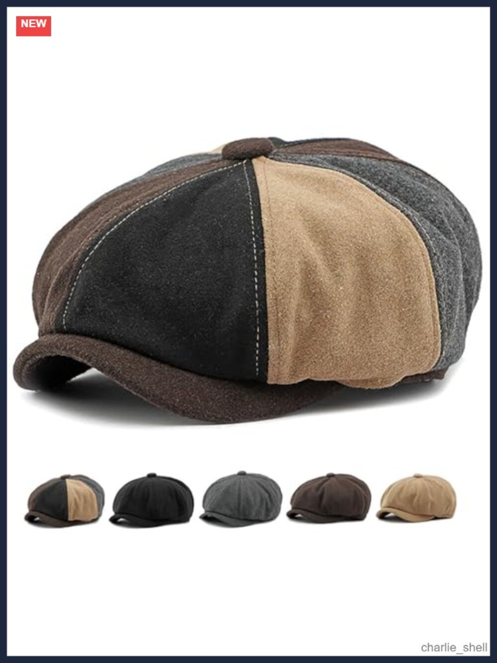 Men's 8 Panel Newsboy Cap Vintage Herringbone Tweed Cabbie Flat Hat
